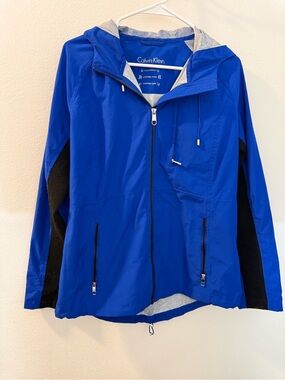 Calvin Klein Women’s Blue Water Resistant Hooded Jacket Windbreaker